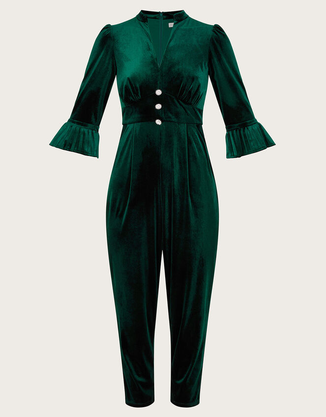 Kyra Velvet Jumpsuit, Green (GREEN), large