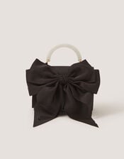 Satin Bow Bag, Black (BLACK), large