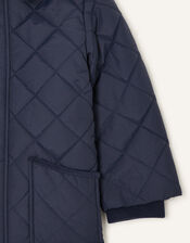 Cord Collar Quilted Coat, Blue (NAVY), large