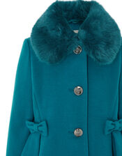 Bow Flared Coat, Teal (TEAL), large