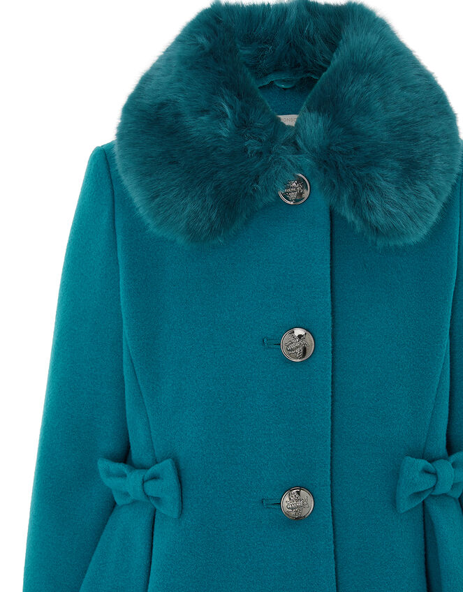 Bow Flared Coat, Teal (TEAL), large