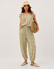 Elma Print Balloon Pants, Green (KHAKI), large