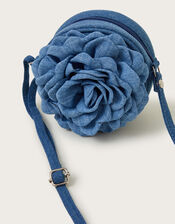 Round Denim Flower Bag, , large
