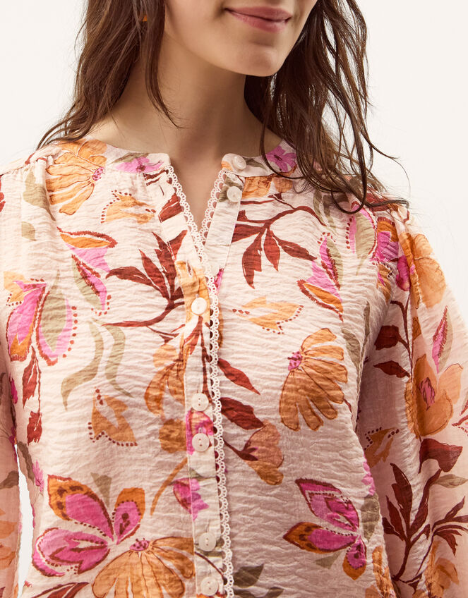 Leila Floral Print Blouse, Ivory (IVORY), large