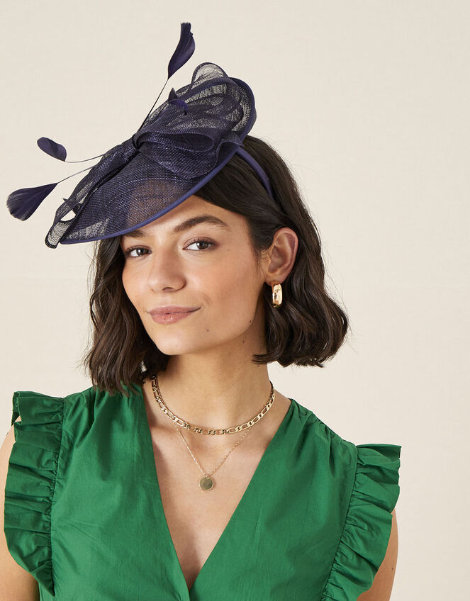 Bow Disc Fascinator , Blue (NAVY), large