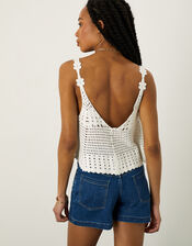 Crochet Cami Top, White (WHITE), large