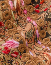 Ingrid Embroidered Paisley Print Scarf, , large