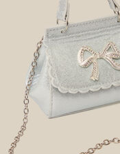Elise Rhinestone Bow Metallic Bag, , large