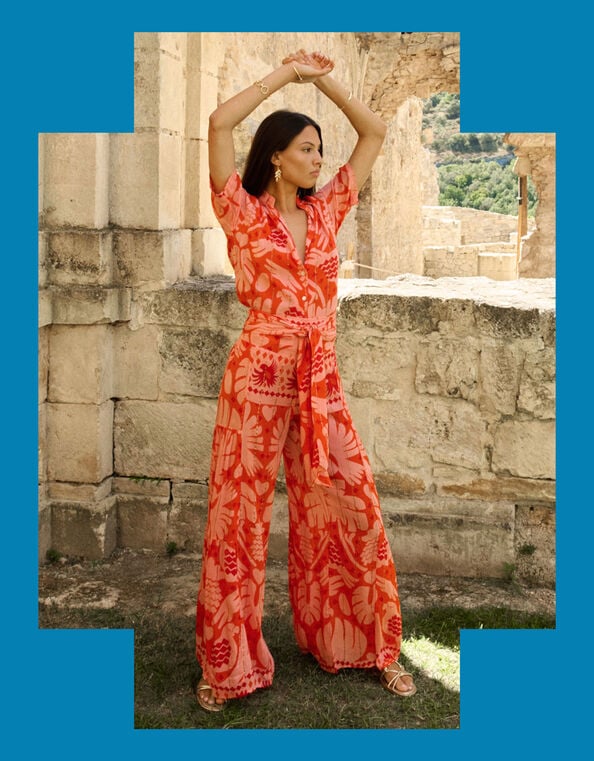 Piti Cuiti Tropical Shirt & Trousers Set, Red (RED), large