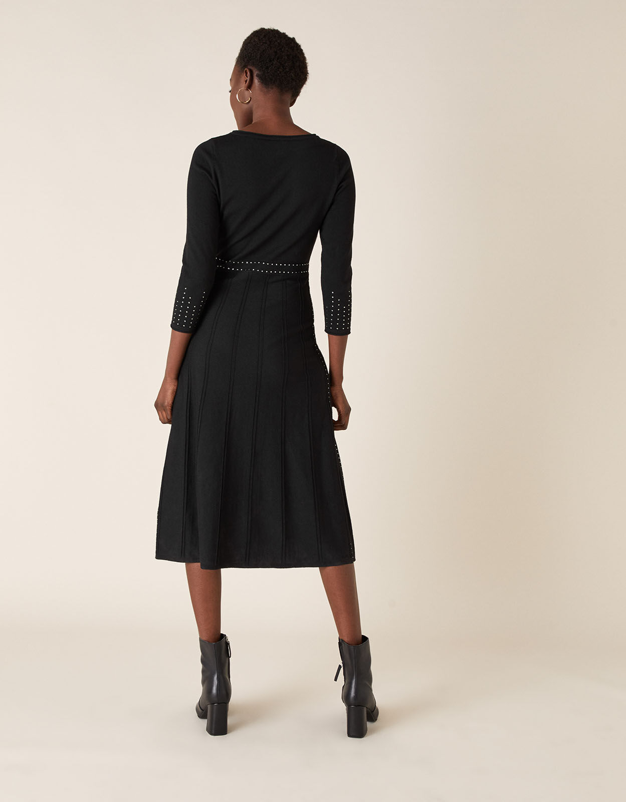 Heat Seal Gem Knit Midi Dress Black Day Dresses Monsoon Global