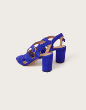 Suede Block Heel Sandals, Blue (COBALT), large