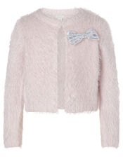 Sequin Bow Fluffy Bolero, Pink (PALE PINK), large