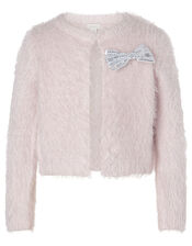 Sequin Bow Fluffy Bolero, Pink (PALE PINK), large