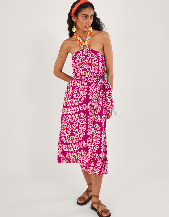 Bandhani Print Sarong Skirt, Pink (PINK), large