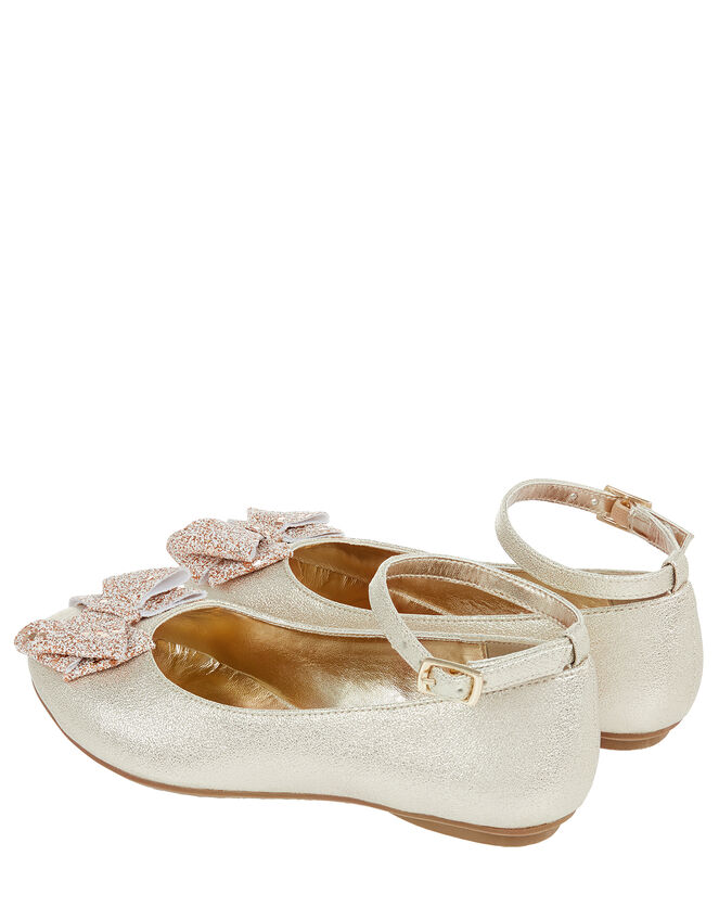 Giselle Glitter Bow Ballerina Shoes, Gold (GOLD), large