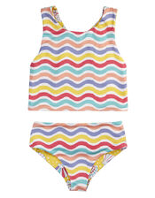 Frugi Tegan Printed Reversible Tankini Set, Yellow (YELLOW), large