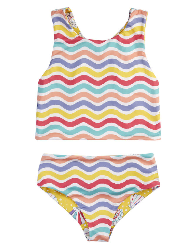 Frugi Tegan Printed Reversible Tankini Set, Yellow (YELLOW), large