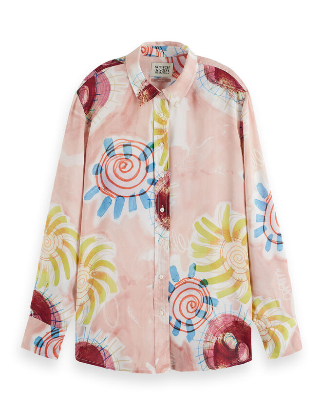 Scotch and Soda Relaxed Print Shirt, Pink (PINK), large