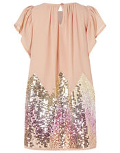 Sequin Chevron Dress, Pink (PALE PINK), large