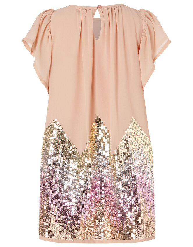 Sequin Chevron Dress, Pink (PALE PINK), large