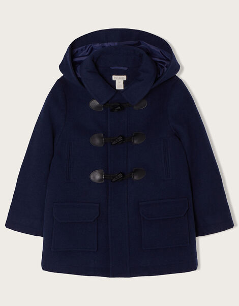 Duffle Coat with Hood, Blue (NAVY), large