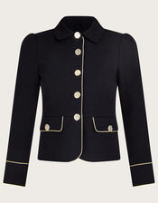 Single Breasted Collared Jacket, Black (BLACK), large