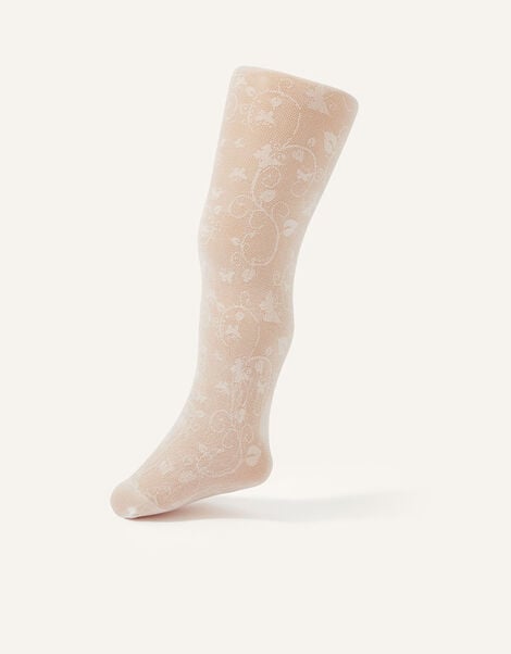 Baby Butterfly Lace Tights, Ivory (IVORY), large