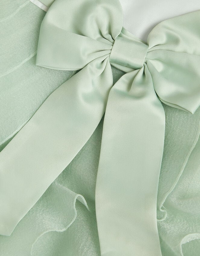 Cancan Sleeveless Bow Ruffle Dress, Green (SAGE), large