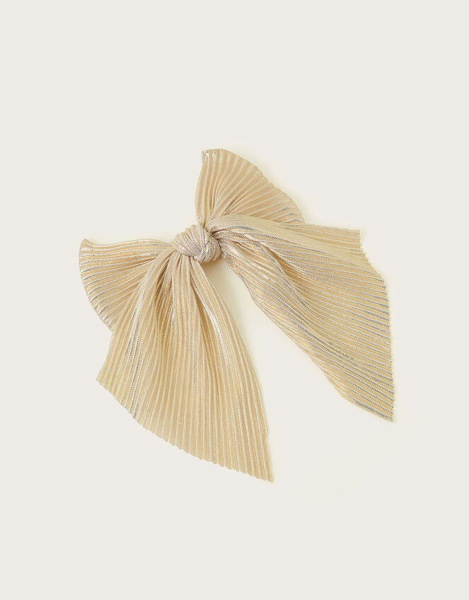 Pleated Bow Hair Clip, , large