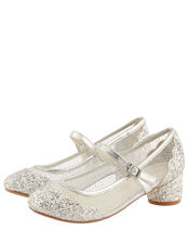 Anabelle Scallop Glitter Princess Shoes, Silver (SILVER), large
