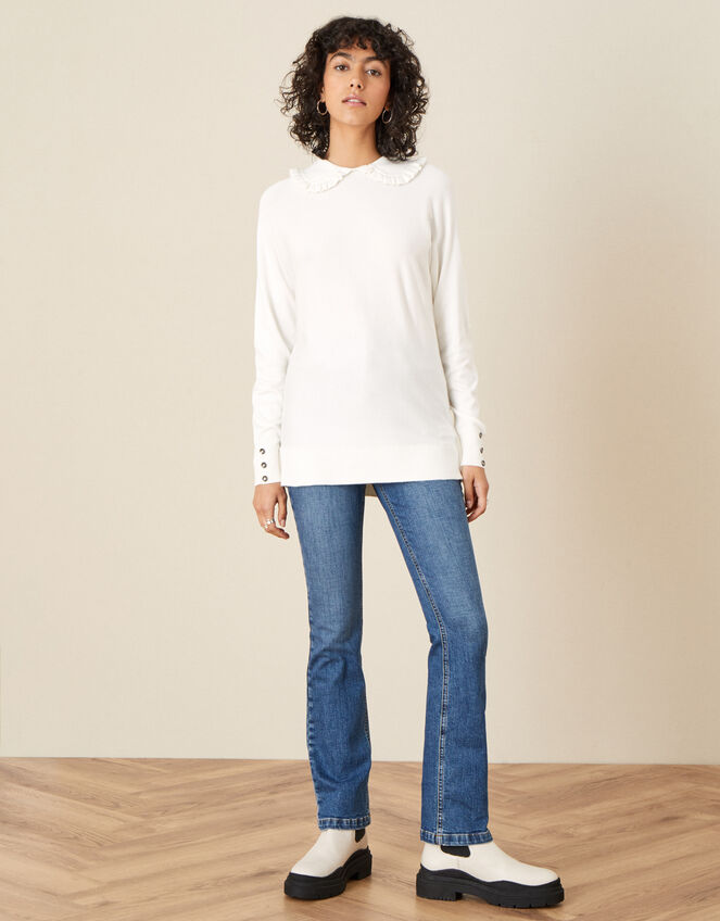 Ruffle Collar Jumper, Ivory (IVORY), large