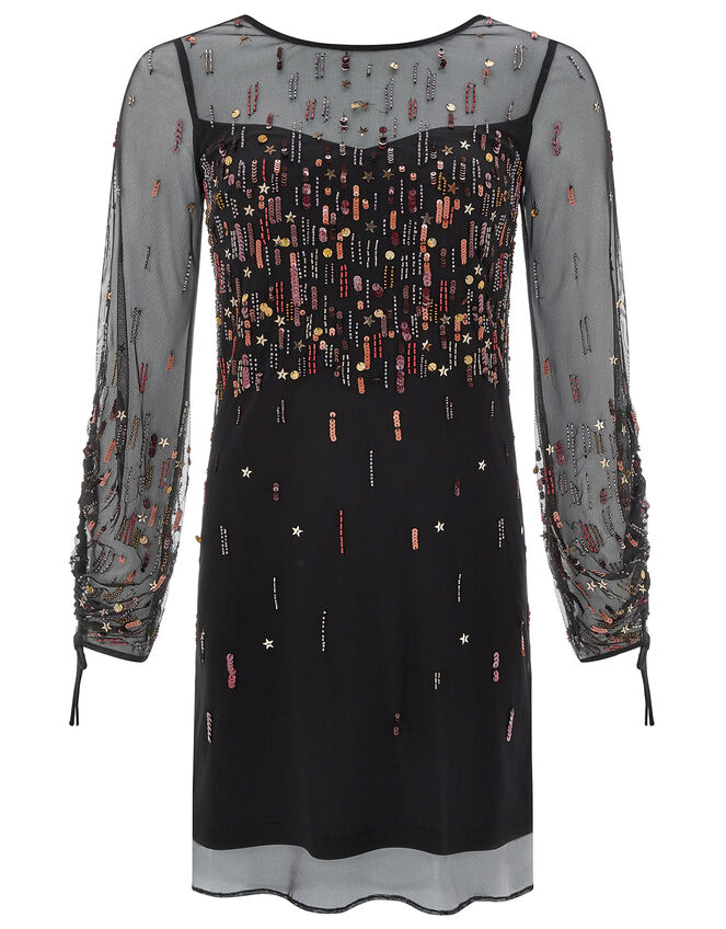 Stephanie Star Embellished Short Dress, Black (BLACK), large