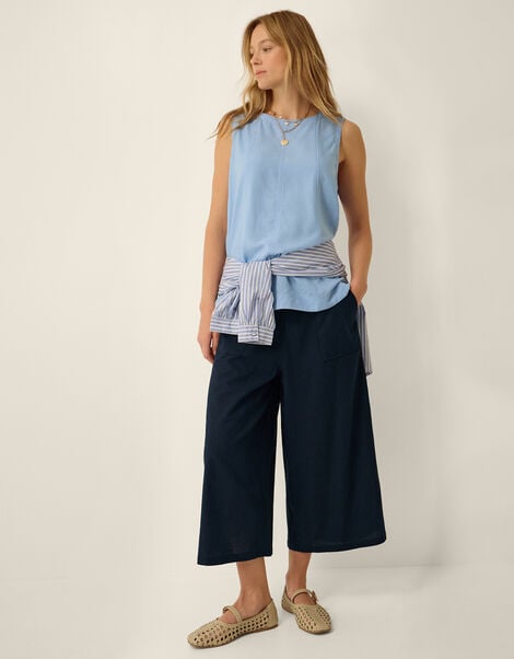 Drew High Waist Culottes, Blue (NAVY), large