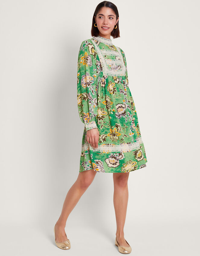 Juliet Floral Dress, Green (GREEN), large