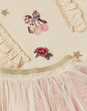 Ruffle Top & Embellished Skirt Set, Ivory (IVORY), large