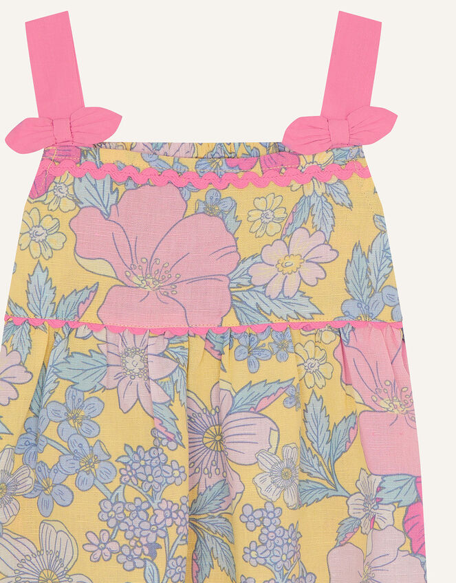 Baby Floral Jumpsuit in Linen Blend, Yellow (YELLOW), large