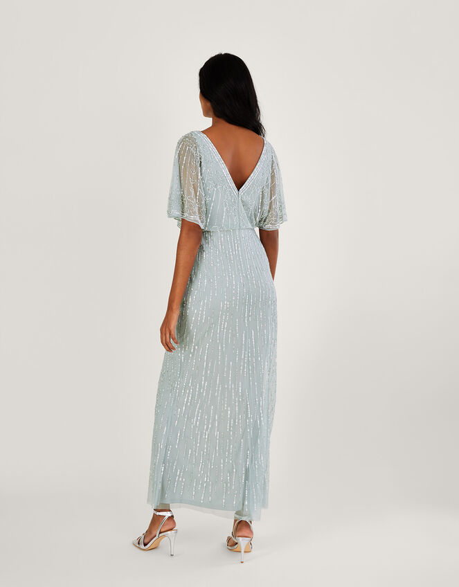 Elizabeth Embellished Maxi Dress in Recycled Polyester, Green (GREEN), large
