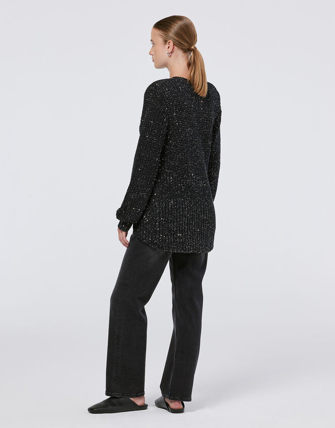 Scotch and Soda Metallic Mid-Length Cardigan, Black (BLACK), large