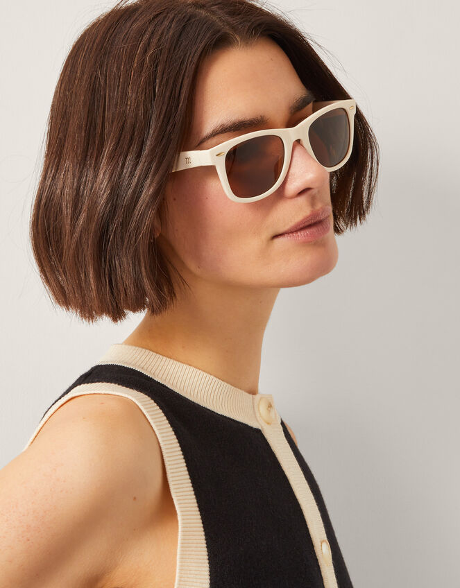 Flat Top Square Sunglasses, Cream (CREAM), large
