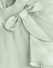 Baby Winnie Satin Bow Party Dress, Green (SAGE), large