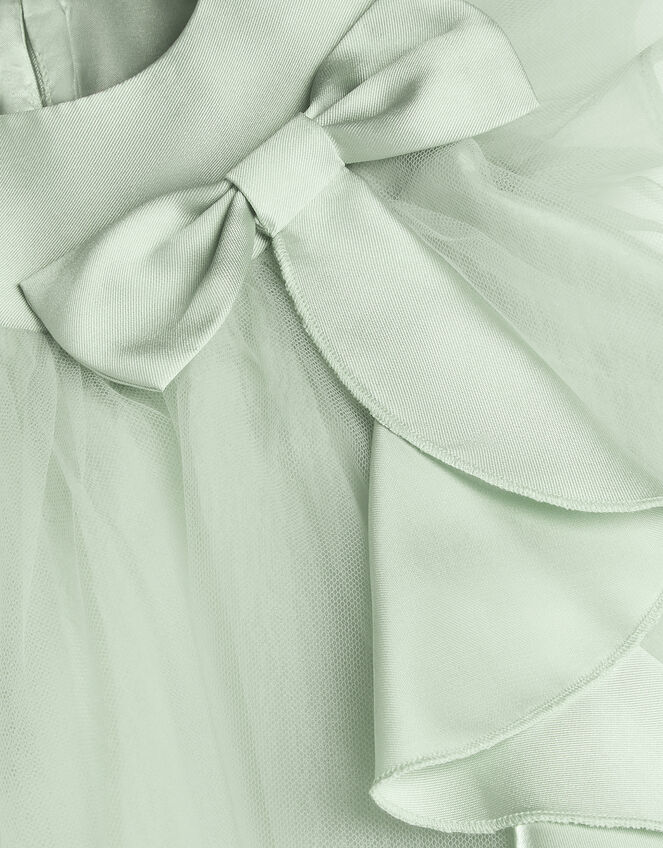 Baby Winnie Satin Bow Party Dress, Green (SAGE), large