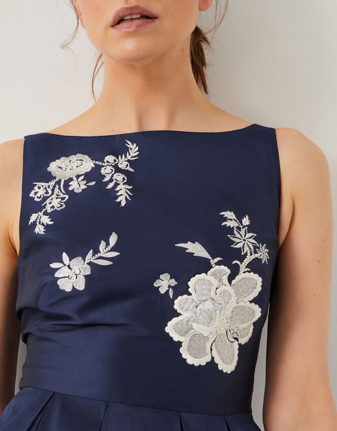 Sicily Embroidered Fit & Flare Midi Dress, Blue (NAVY), large