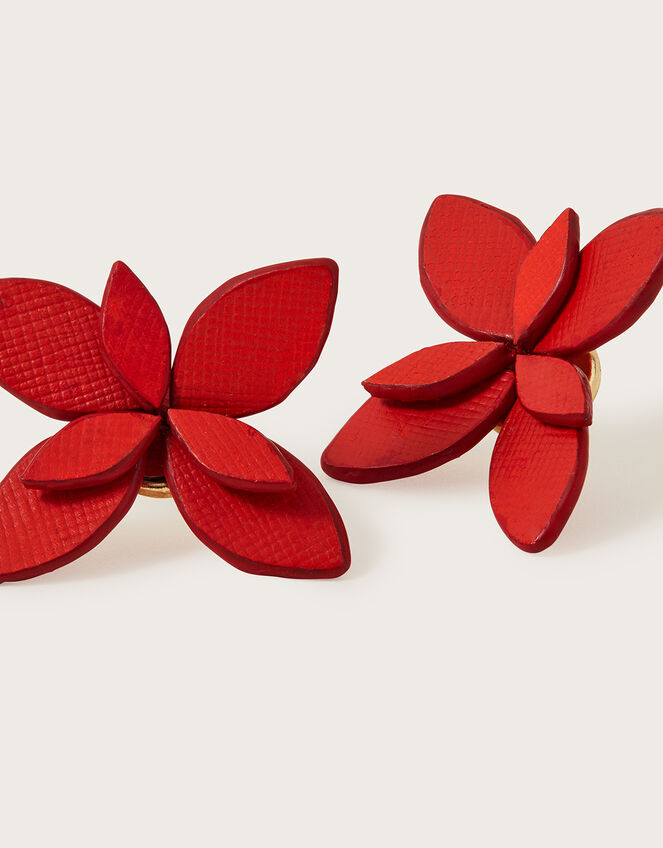 Leather Flower Petal Earrings, , large