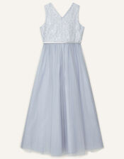 Sequin Lace Bodice Prom Dress, Grey (GREY), large