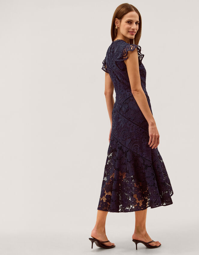 Gina Floral Lace Midi Dress, Blue (NAVY), large