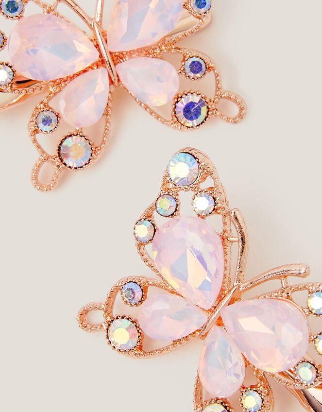 2-Pack Gemstone Butterfly Hair Clips, , large