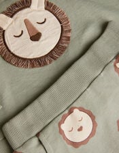 Newborn Lion Jumper and Leggings Set, Green (GREEN), large