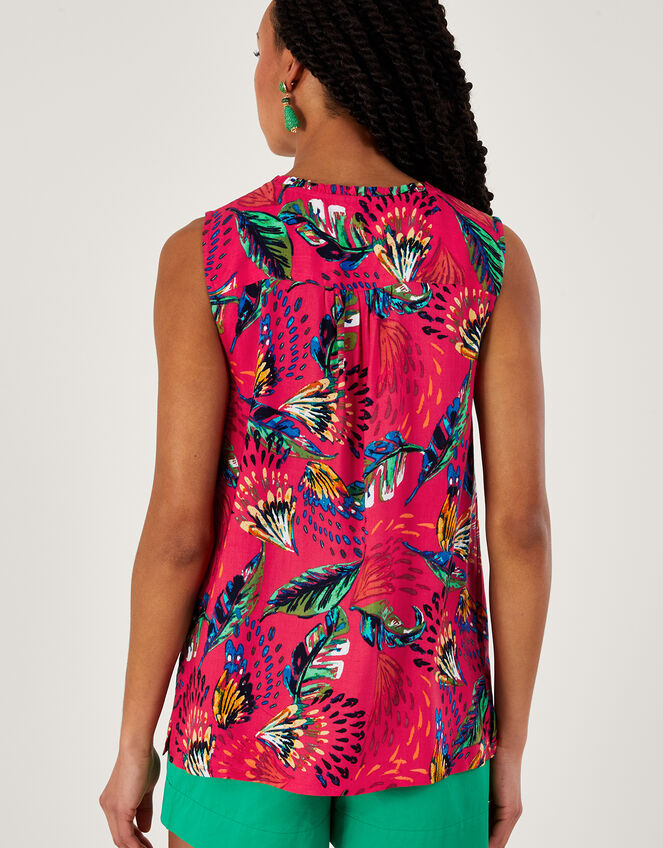 Flavia Feather Print Sleeveless Top in LENZING™ ECOVERO™, Red (RED), large