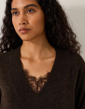 Fay Sweater Slip Dress, Brown (CHOCOLATE), large