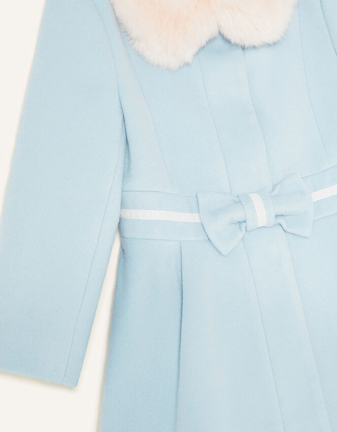 Fluffy Collar Bow Coat, Green (MINT), large